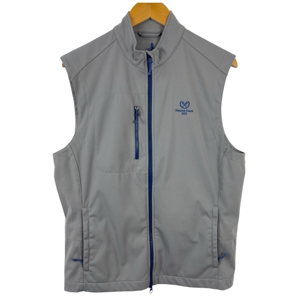 JOHNNIE-O Firestone Zip Vest Jacket in Steel Performance Gray Size Medium Golf